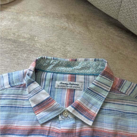 tommy bahama Barbados Breeze Costa Stripe Stretch-Linen Shirt - Picture 3 of 4
